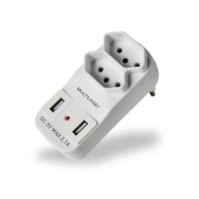 Adaptador para Tomada com 2 Saidas e 2 Portas Usb Multilaser