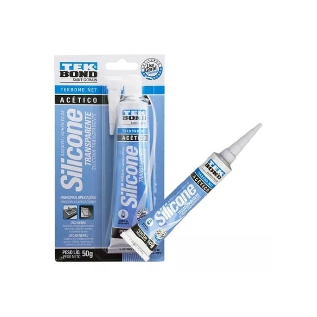 Adesivo de Borracha de Silicone Acético 50g Transparente - Tekbond Adesivo de Borracha de Silicone Acético 50g Transparente - Tekbond