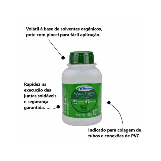 Adesivo para PVC 175G com Pincel - Amanco