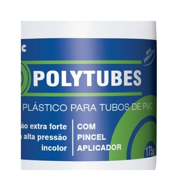 Adesivo Polytubes para Tubos de PVC 175g com Pincel Aplicador - Pulvitec Adesivo Polytubes para Tubos de PVC 175g com Pincel Aplicador - Pulvitec