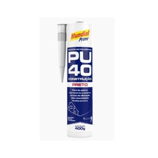 Adesivo PU40 Preto 400g - Mundial Adesivo PU40 Preto 400g - Mundial
