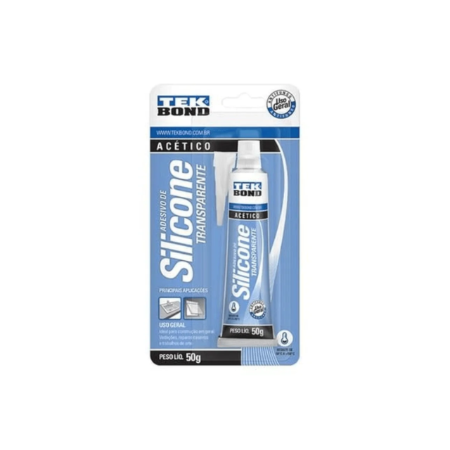 Adesivo Silicone Acético Transparente Blister 50g - TEKBOND