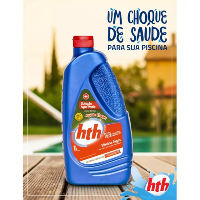 Algicida Choque 1 litro de solução Agua verde - HTH