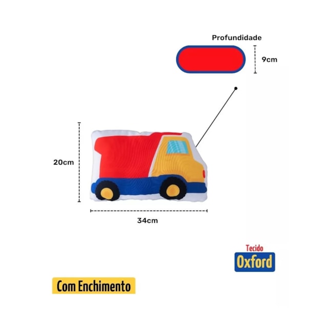 Almofada Decorativa Caminhãozinho Infantil Criança Diversão