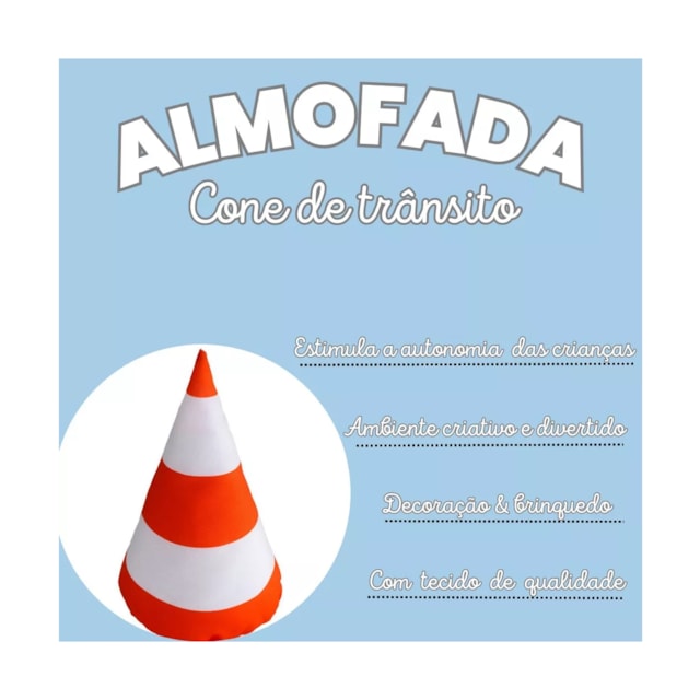 Almofada Decorativa Divertida Cone De Transito Pista Carros