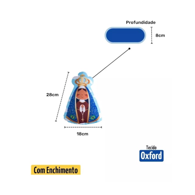 Almofada Decorativa Divertida Santinha N. Senhora Aparecida