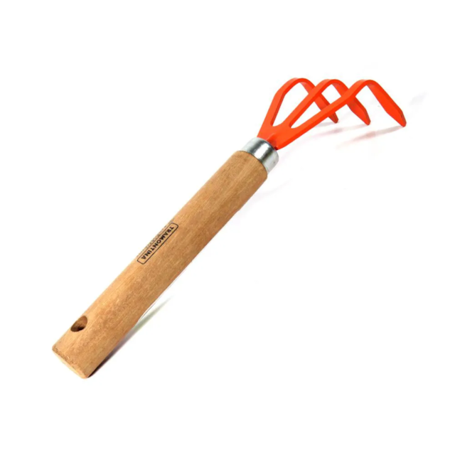 Ancinho Metálico com 3 Dentes para Jardinagem com Cabo de Madeira - TRAMONTINA Ancinho Metálico com 3 Dentes para Jardinagem com Cabo de Madeira - TRAMONTINA