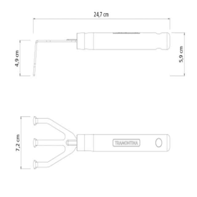 Ancinho Metálico com 3 Dentes para Jardinagem com Cabo de Madeira - TRAMONTINA