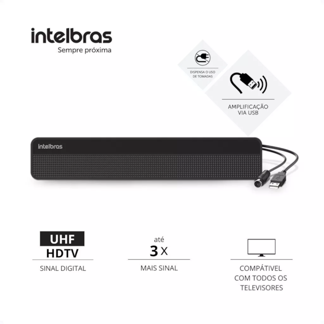 Antena Digital Interna Amplificada - INTELBRAS Antena Digital Interna Amplificada - INTELBRAS