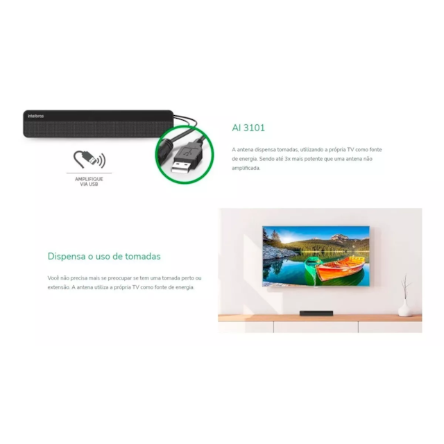 Antena Digital Interna Amplificada - INTELBRAS Antena Digital Interna Amplificada - INTELBRAS