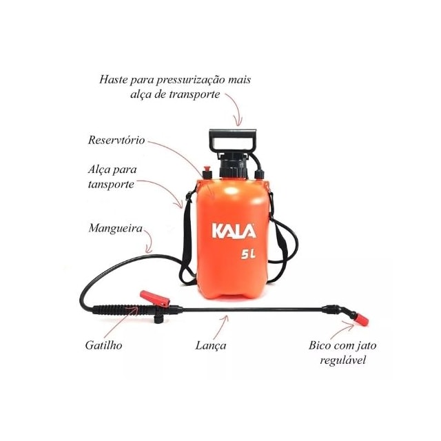 Aparelho Pulverizador de Compressão Prévia 5 Litros - Kala  Aparelho Pulverizador de Compressão Prévia 5 Litros - Kala