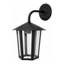 Arandela Colonial Sextavada Externa Vidro Liso 32cm E27 Bivolt Preto - BLUMENAU