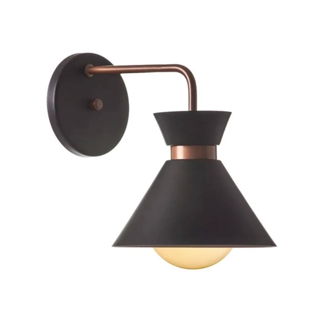 Arandela Loft Preta c/ Cobre - FORTE ILUMINAÇÃO