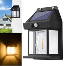 Arandela Solar de Parede com Sensor de Presença e Lâmpada de Filamento LED para Área Externa