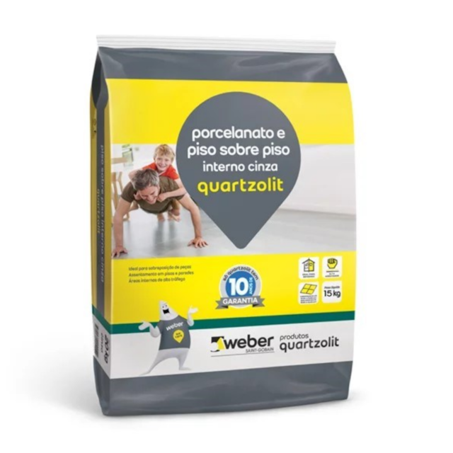 Argamassa Piso sobre Piso Interno Cinza 15KG - QUARTZOLIT