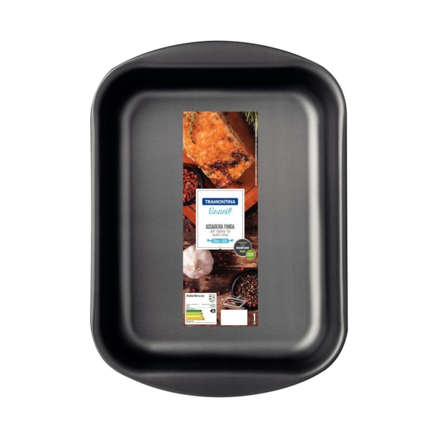 Assadeira Funda Tramontina Brasil em Alumínio Antiaderente Starflon Max Grafite 34 cm 4,9 L Assadeira Funda Tramontina Brasil em Alumínio Antiaderente Starflon Max Grafite 34 cm 4,9 L