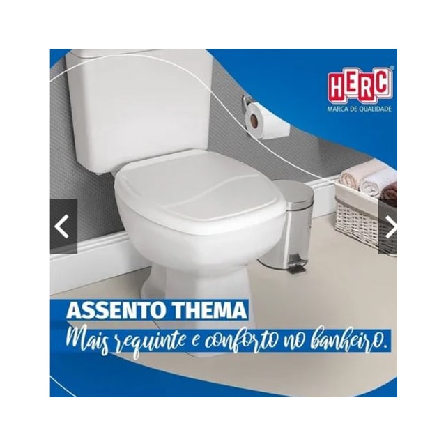 Assento Sanitário Almofadado Premium Quadrado Branco Thema - HERC