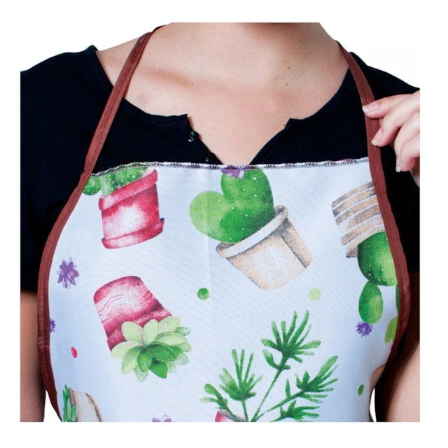 Avental Cozinheira Cacto Tecido 100% Oxford de Amarrar Resis Avental Cozinheira Cacto Tecido 100% Oxford de Amarrar Resis