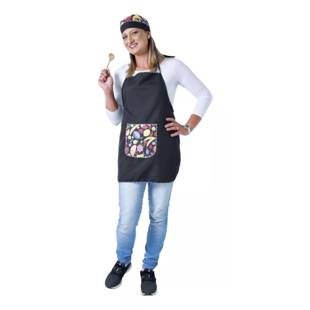 Avental de Cozinha Adulto com Bolso  Frutas 100%Oxford Avental de Cozinha Adulto com Bolso  Frutas 100%Oxford