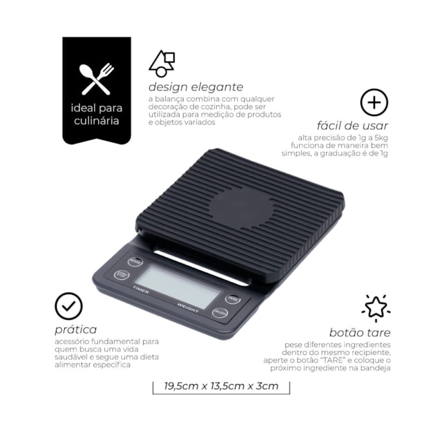Balança para Café com Temporizador Portátil Mimo Style Balança para Café com Temporizador Portátil Mimo Style