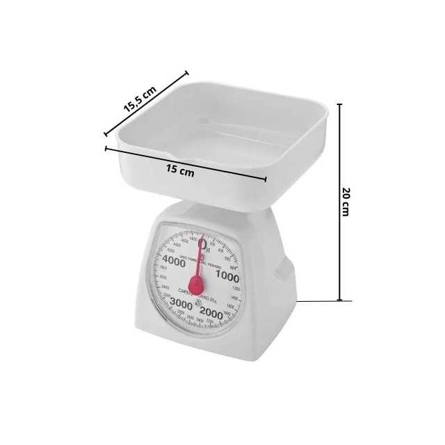 Balança para Cozinha Mecânica Branca 5Kg - KALA Balança para Cozinha Mecânica Branca 5Kg - KALA