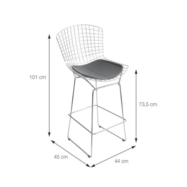 BANQUETA BERTOIA COBRE COM ALMOFADA COBRE