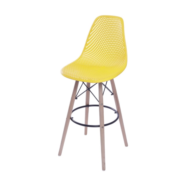 BANQUETA COLMEIA PP AMARELA BASE MADEIRA BANQUETA COLMEIA PP AMARELA BASE MADEIRA