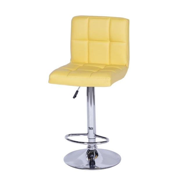 BANQUETA CONFORT ESTOFADA AMARELA BASE CROMADA BANQUETA CONFORT ESTOFADA AMARELA BASE CROMADA