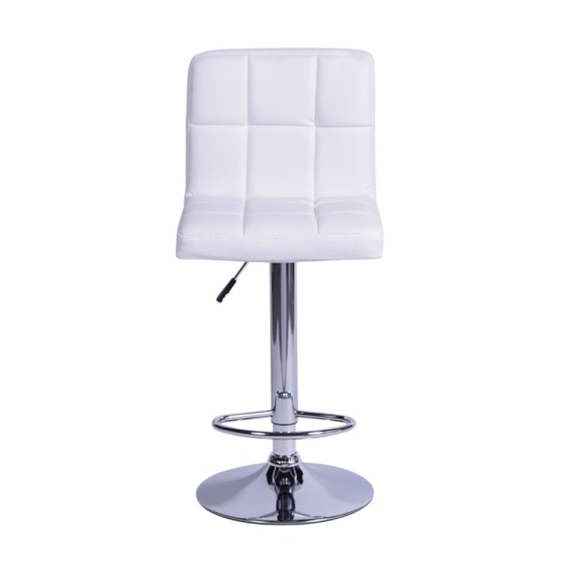 BANQUETA CONFORT ESTOFADA BRANCA BASE CROMADA BANQUETA CONFORT ESTOFADA BRANCA BASE CROMADA