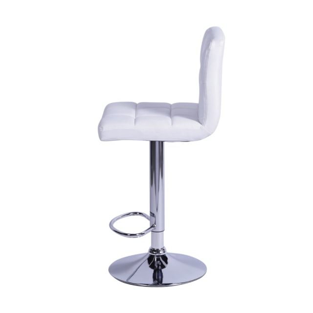 BANQUETA CONFORT ESTOFADA BRANCA BASE CROMADA BANQUETA CONFORT ESTOFADA BRANCA BASE CROMADA