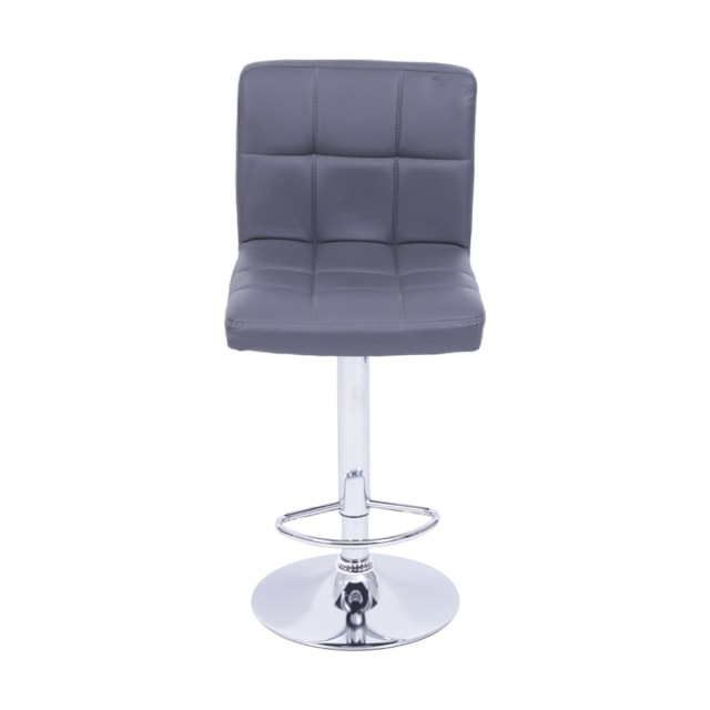 BANQUETA CONFORT ESTOFADA PU CINZA BASE CROMADA