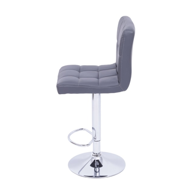 BANQUETA CONFORT ESTOFADA PU CINZA BASE CROMADA