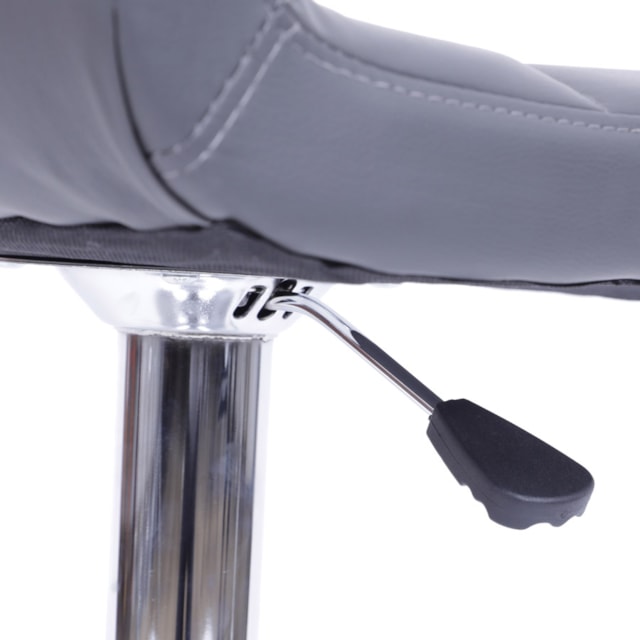 BANQUETA CONFORT ESTOFADA PU CINZA BASE CROMADA