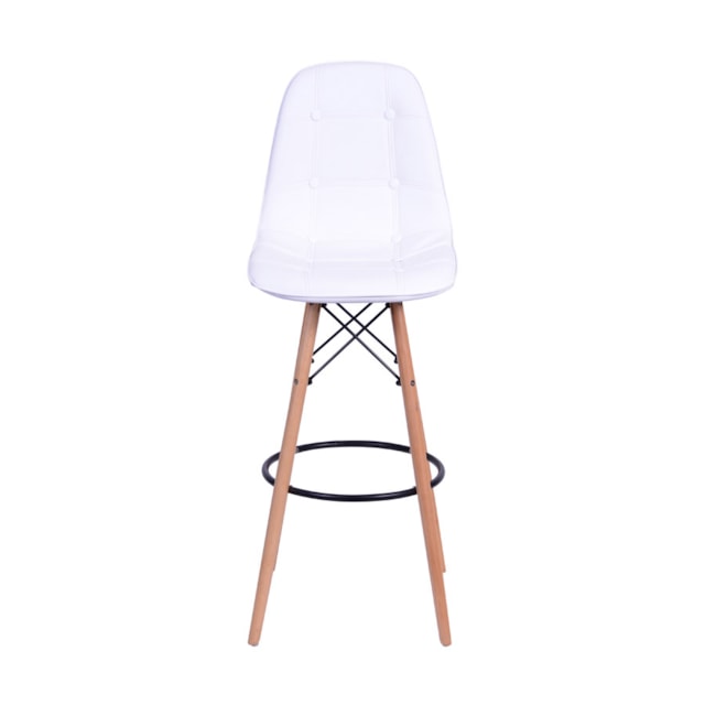 BANQUETA DKR PU EM BOTONÊ BRANCA BASE MADEIRA BANQUETA DKR PU EM BOTONÊ BRANCA BASE MADEIRA