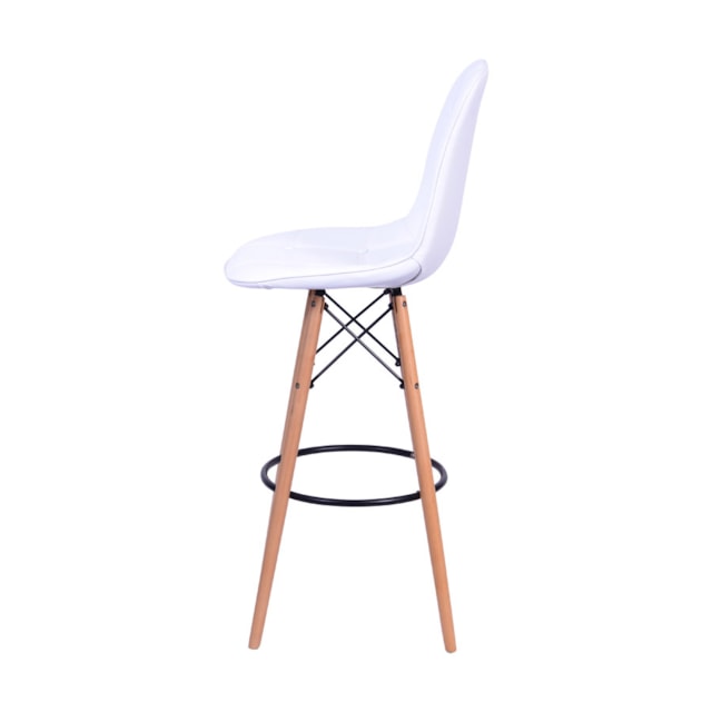 BANQUETA DKR PU EM BOTONÊ BRANCA BASE MADEIRA BANQUETA DKR PU EM BOTONÊ BRANCA BASE MADEIRA