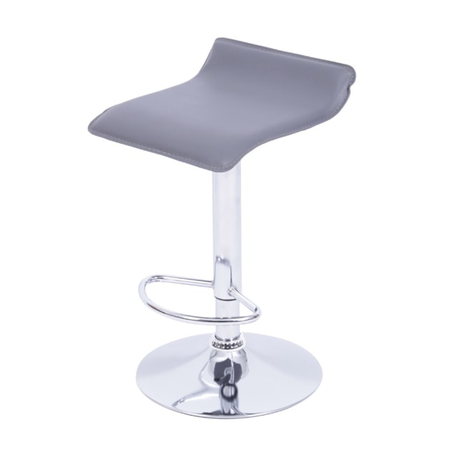 BANQUETA WAVE ESTOFADA PU CINZA BASE CROMADA BANQUETA WAVE ESTOFADA PU CINZA BASE CROMADA