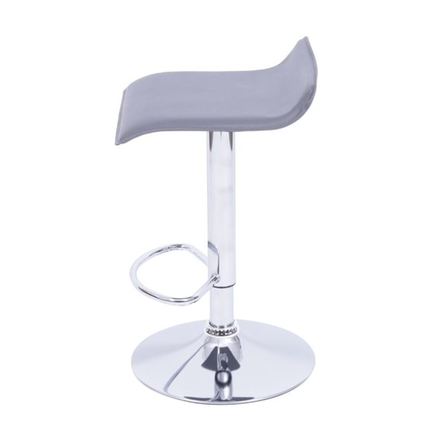 BANQUETA WAVE ESTOFADA PU CINZA BASE CROMADA BANQUETA WAVE ESTOFADA PU CINZA BASE CROMADA