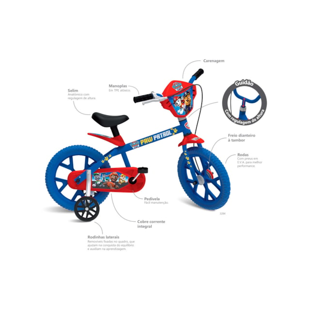 Bicicleta 14" Patrulha Canina Azul