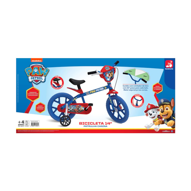 Bicicleta 14" Patrulha Canina Azul