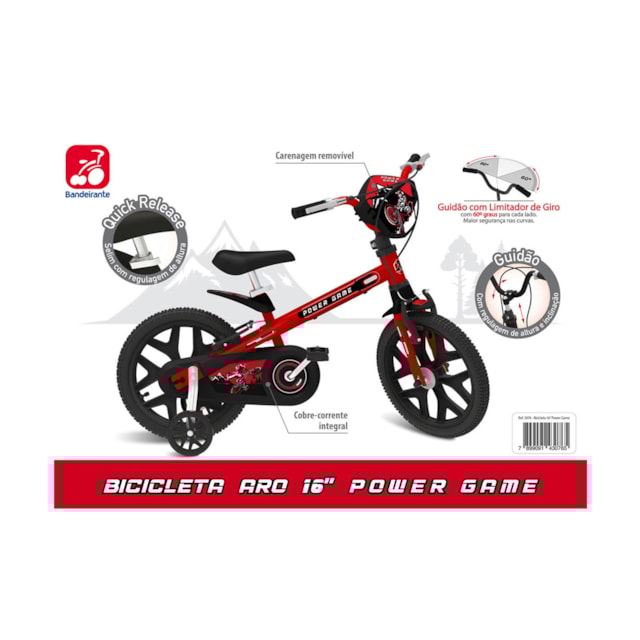 Bicicleta 16" Power Game - Pro Bicicleta 16" Power Game - Pro
