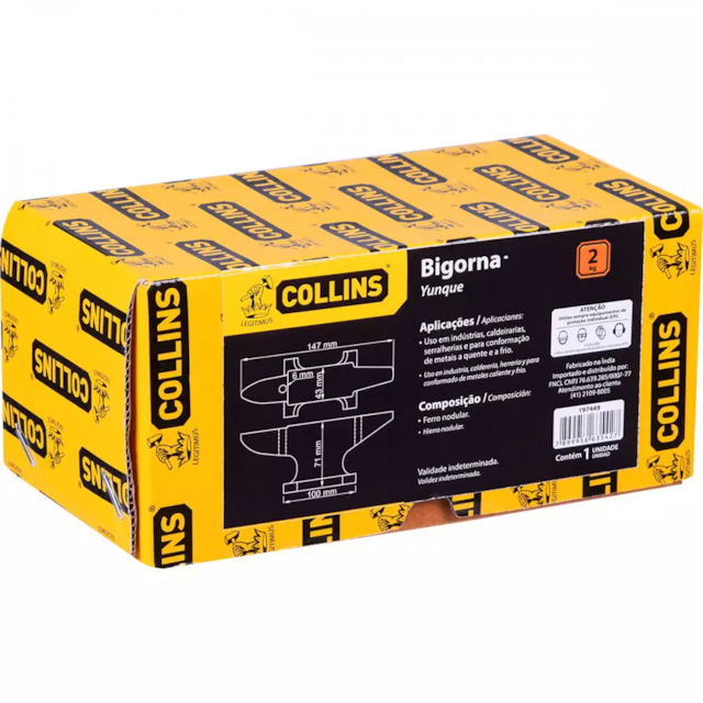 Bigorna 2Kg 147x43x71mm - COLLINS Bigorna 2Kg 147x43x71mm - COLLINS