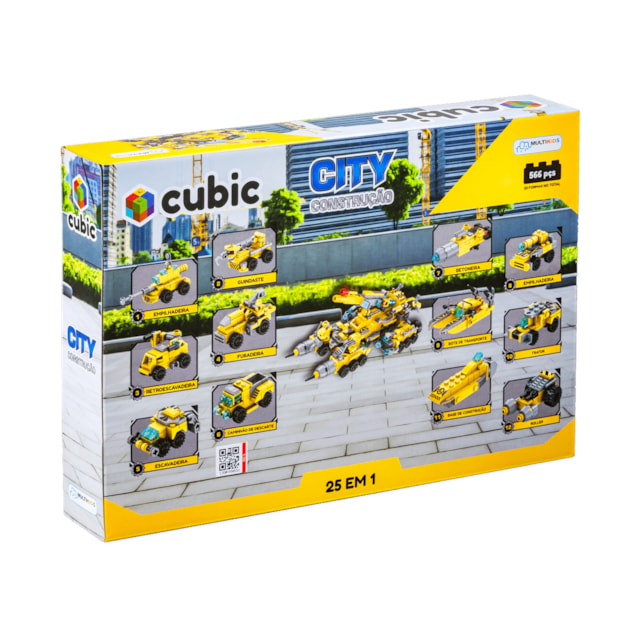 Blocos de Montar Cubic 25 em 1 Multikids Construção