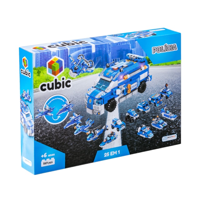 Blocos de Montar Cubic 25 em 1 Multikids Polícia