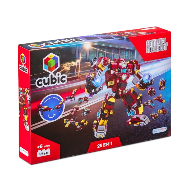 Blocos de Montar Cubic 25 em 1 Multikids Steel Robot