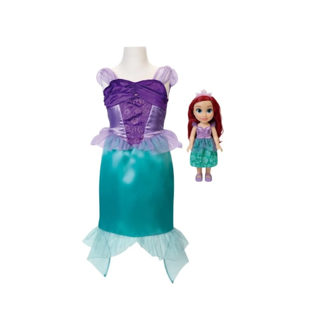 Boneca Princesas Disney com Fantasia Infantil Multikids Ariel