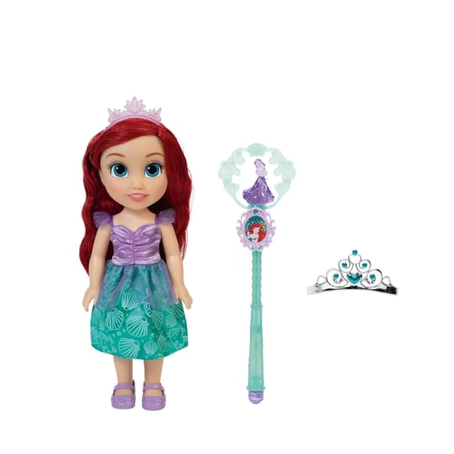 Boneca Princesas Disney Com Varinha e Tiara Multikids Ariel Boneca Princesas Disney Com Varinha e Tiara Multikids Ariel