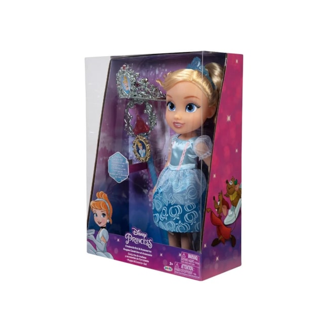 Boneca Princesas Disney Com Varinha e Tiara Multikids Cinderela Boneca Princesas Disney Com Varinha e Tiara Multikids Cinderela