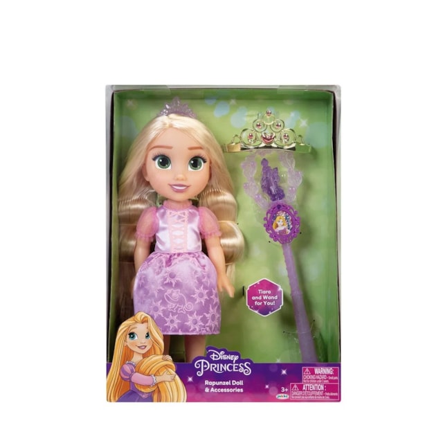 Boneca Princesas Disney Com Varinha e Tiara Multikids Rapunzel