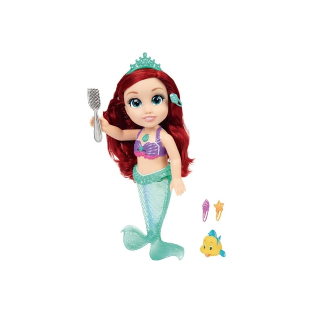 Boneca Princesas Disney Musical com Luz Som e Acessórios Multikids Ariel