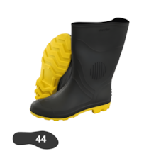 Bota de PVC Cano Médio Preta e Amarela N° 44 - GRENDENE